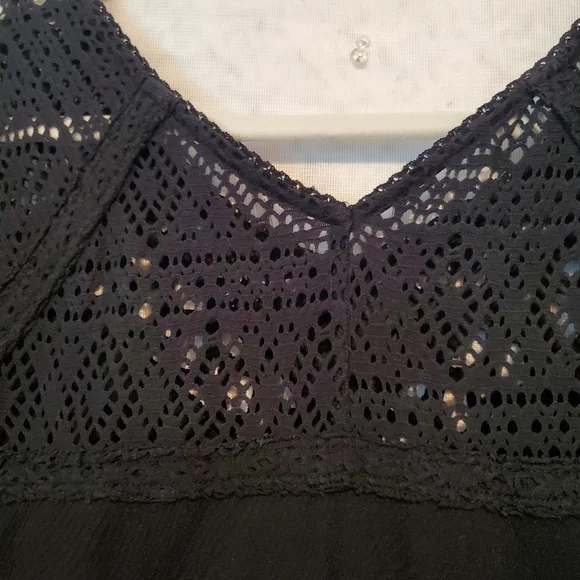 Free People Crochet Black Mini Dress XS - Picture 9 of 10